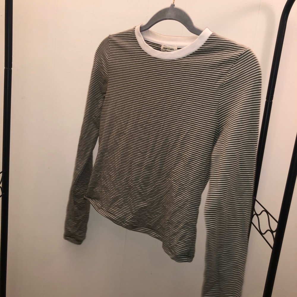 Green and White crop top